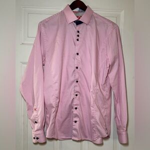 Au Noir Men Dress‎ Shirt Size 3 US Small Pink Floral Button Down.